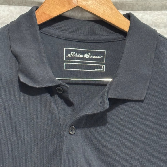 midnight navy eddie bauer men shirt size large collar and buttons short - Picture 2 of 7